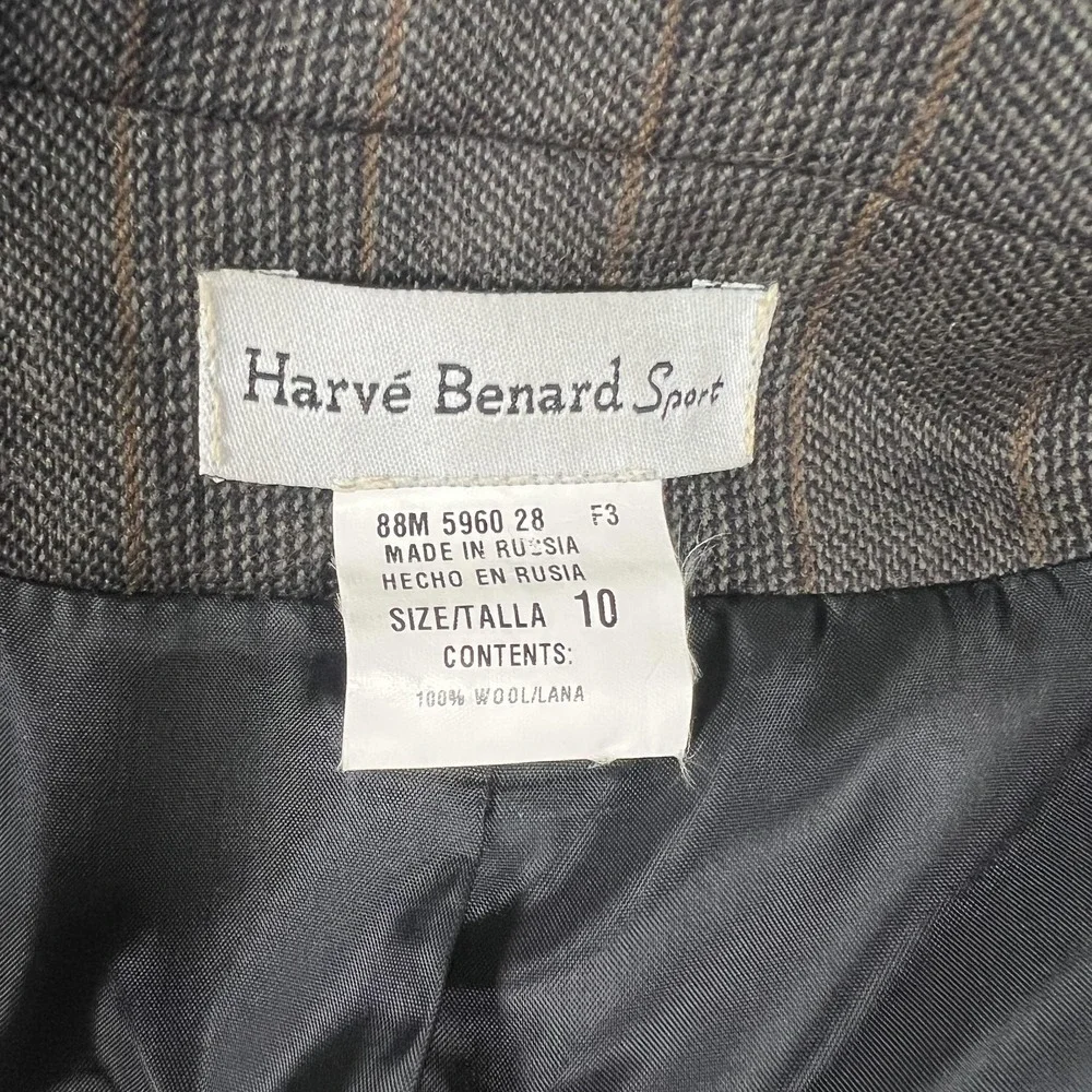 Harve Benard Sport Blazer Womens 10‎ Gray Wool Pinstripe Fringe Collar Jacket